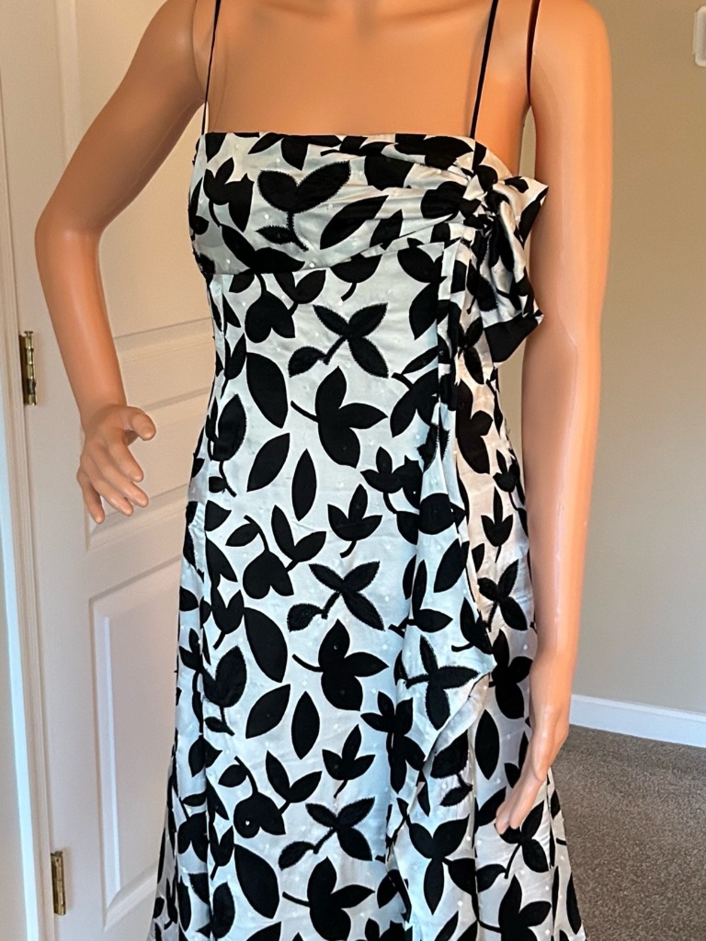 Emporio Armani Black & White Strapless Floral Dress
